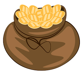 Image showing A pouch with gold coins symbolizes wealth vector color drawing o