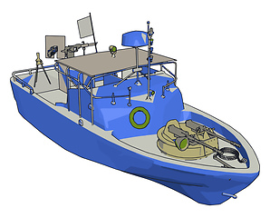 Image showing 3D illustration of a blue army ship vector illustration on white