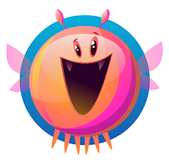 Image showing Happy cartoon pink monster vector illustartion on white backgrou