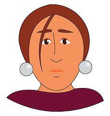 Image showing Woman with white earrings illustration print vector on white bac