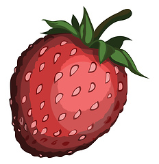 Image showing Cartoon red strawberry with green petel vector illustration on w