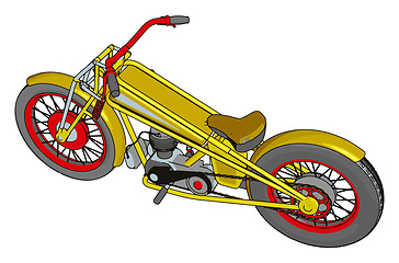 Image showing Red and yellow vintage chopper motorcycle vector illustration on