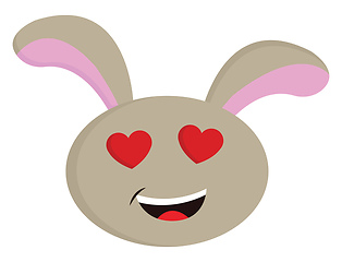 Image showing Beige rabbit with red heart shaped eyes smiling vector illustrat