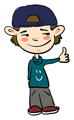Image showing Boy with thumbs up vector or color illustration