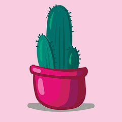 Image showing Lovely cactus plant in a pink pot for interior decoration provid