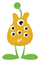 Image showing Clipart of yellow-colored monster with both horn and feet in gre