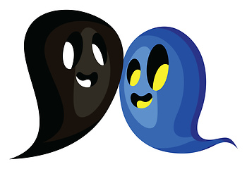 Image showing Blue and black Happy cute ghosts vector illustration on white ba