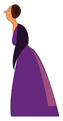 Image showing An elegant lady wearing a long purple vintage style gown vector 