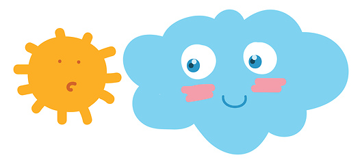 Image showing A sun and cloud looking at each other vector or color illustrati