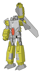 Image showing Grey and yellow robot vector illustration on white background