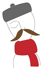 Image showing A one-eyed man is with a long mustache vector or color illustrat