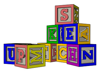 Image showing Various colorful toy blocks vector illustration on white backgro