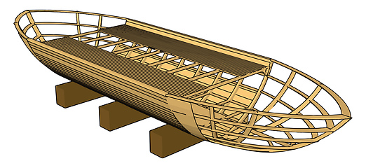 Image showing 3D vector illustration on white backgroudn of  a brown wooden bo