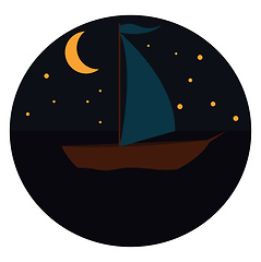 Image showing Sailing boat in the night illustration print vector on white bac