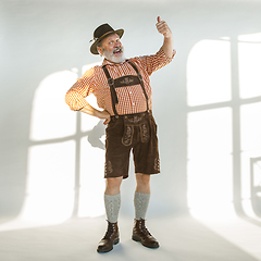 Image showing Portrait of Oktoberfest man, wearing the traditional Bavarian clothes