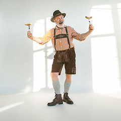 Image showing Portrait of Oktoberfest man, wearing the traditional Bavarian clothes