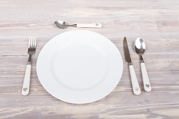 Image showing empty plate with knife and fork