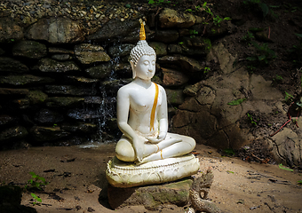 Image showing Buddha statue in jungle, Wat Palad, Chiang Mai, Thailand