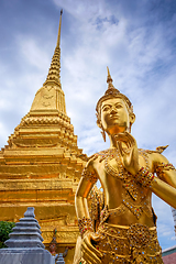 Image showing Kinnara golden statue, Grand Palace, Bangkok, Thailand