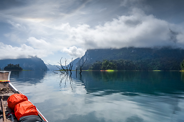 Image showing Canoe trip on Cheow Lan Lake, Khao Sok, Thailand