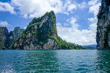 Image showing Cheow Lan Lake cliffs, Khao Sok National Park, Thailand