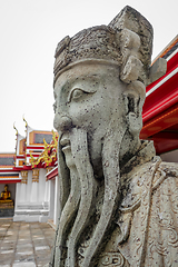 Image showing Chinese Guard statue in Wat Pho, Bangkok, Thailand
