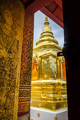 Image showing Wat Phra Singh golden stupa, Chiang Mai, Thailand