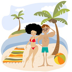 Image showing Sexy couple on the beach. Summer holiday poster