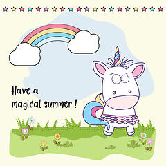 Image showing Have a magical summer. Cool poster with unicorn girl