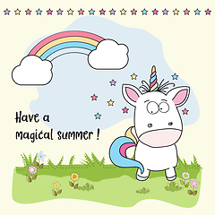 Image showing Have a magical summer. Cool poster with unicorn