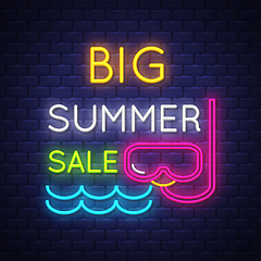 Image showing Summer sale banner. Neon sign lettering.