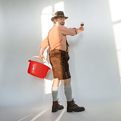 Image showing Portrait of Oktoberfest man, wearing the traditional Bavarian clothes