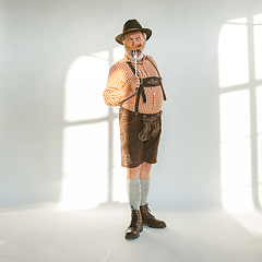 Image showing Portrait of Oktoberfest man, wearing the traditional Bavarian clothes