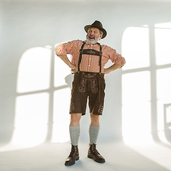 Image showing Portrait of Oktoberfest man, wearing the traditional Bavarian clothes