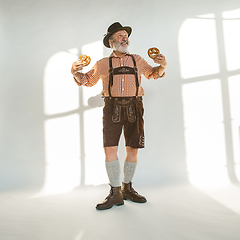 Image showing Portrait of Oktoberfest man, wearing the traditional Bavarian clothes