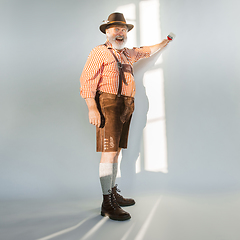 Image showing Portrait of Oktoberfest man, wearing the traditional Bavarian clothes