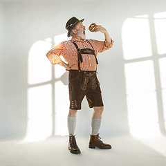 Image showing Portrait of Oktoberfest man, wearing the traditional Bavarian clothes