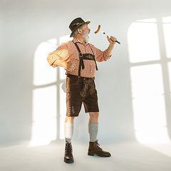 Image showing Portrait of Oktoberfest man, wearing the traditional Bavarian clothes