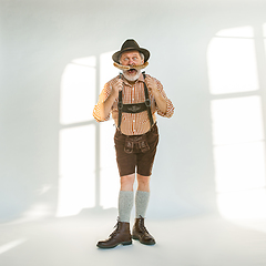 Image showing Portrait of Oktoberfest man, wearing the traditional Bavarian clothes