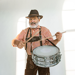 Image showing Portrait of Oktoberfest man, wearing the traditional Bavarian clothes