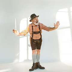 Image showing Portrait of Oktoberfest man, wearing the traditional Bavarian clothes