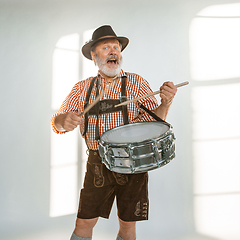 Image showing Portrait of Oktoberfest man, wearing the traditional Bavarian clothes