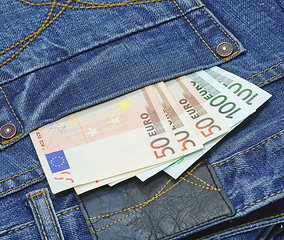 Image showing Money in jeans pocket