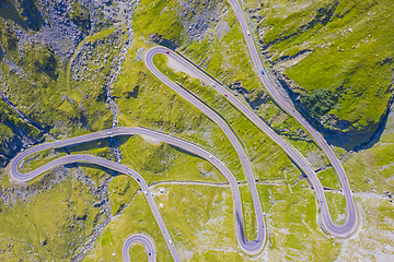 Image showing Above view of uphill mountain road