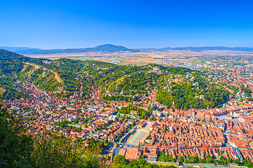 Image showing Old city of Brasov aerial view