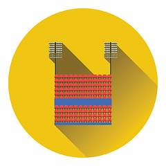 Image showing Stadium tribune with seats and light mast icon