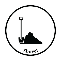 Image showing Icon of Construction shovel and sand