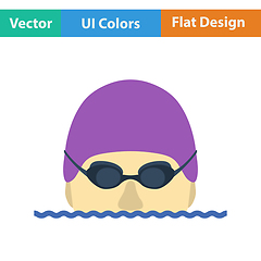 Image showing Flat design icon of Swimming man