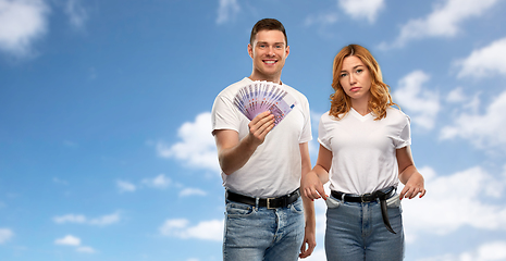 Image showing couple with euro money and empty pockets