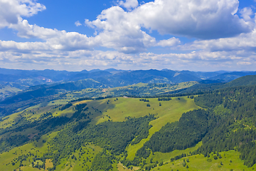 Image showing Aerial summer scene in mountains